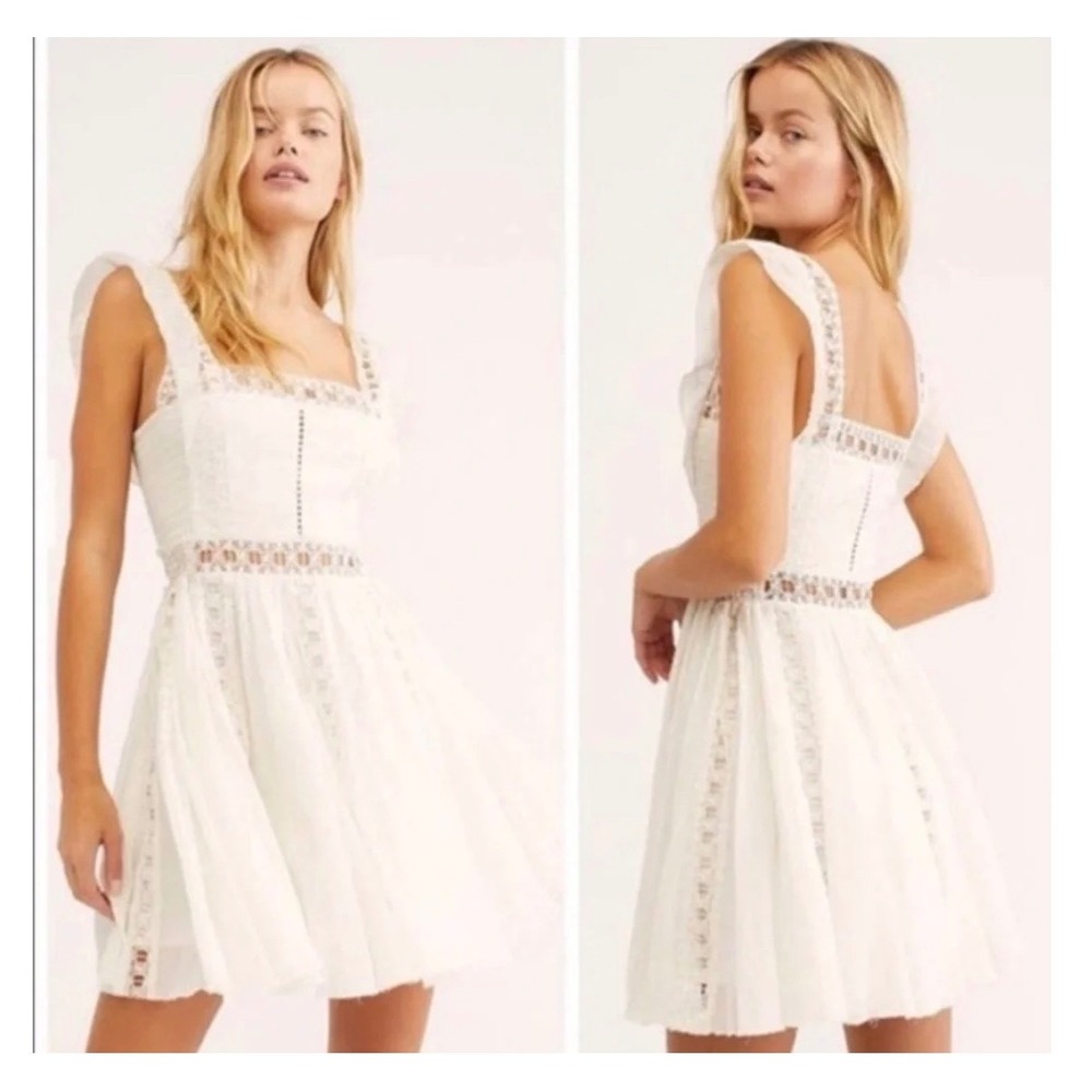 Free People Verona Dress in Ivory Size Medium Excellent Condition